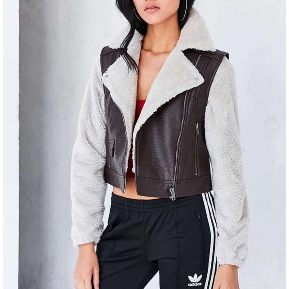 BDG faux leather Sherpa jacket